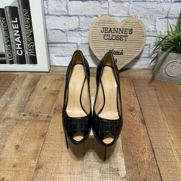 Giuseppe Zanotti Black Patent leather platform peep toe stiletto heel Pumps 41 - Picture 7 of 13